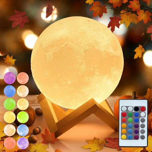 Mydethun 16 Colors Moon Lamp with 148 Combination Modes, Moon Light, Christmas Day Gift, LED Night Light Lamp for Women, Kids, Girls, Bedroom, Home Decor with Remote Control, 4.7 inches, w/Wood Stand