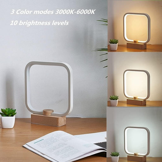 LED Wood Table Lamp, 3-Color Temperature Bedside Lamp,Bedroom Bedside Night Light, Dimmable Led Lighting, Small Desk Lamps for Living Room OfficeCreative Home Decor, Unique House warmging Gift