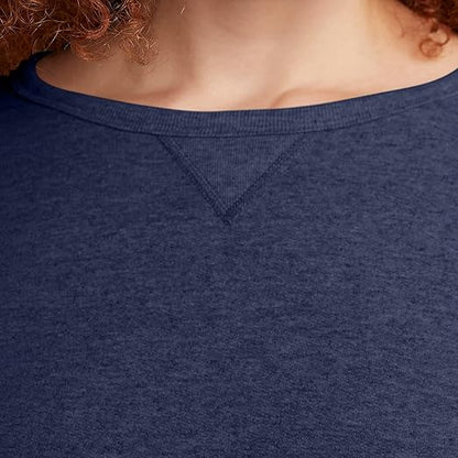 Women's Ecosmart V-Notch Crewneck Sweatshirt, Fleece Pullover Sweatshirt For Women