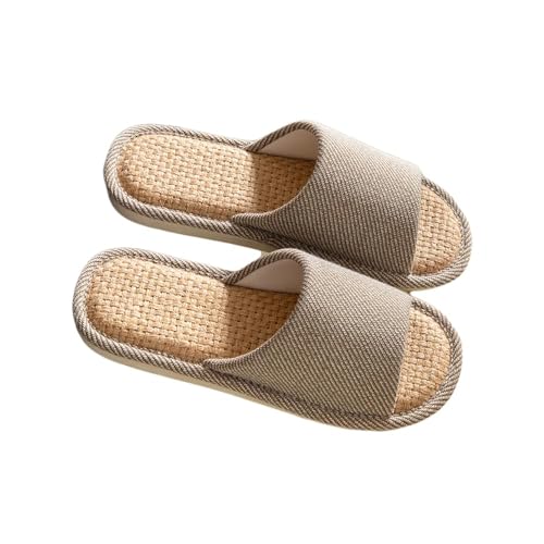 Cloth Slippers - Indoor Outdoor Summer Silent Shoes for Women And Men - Coffee - 9-10