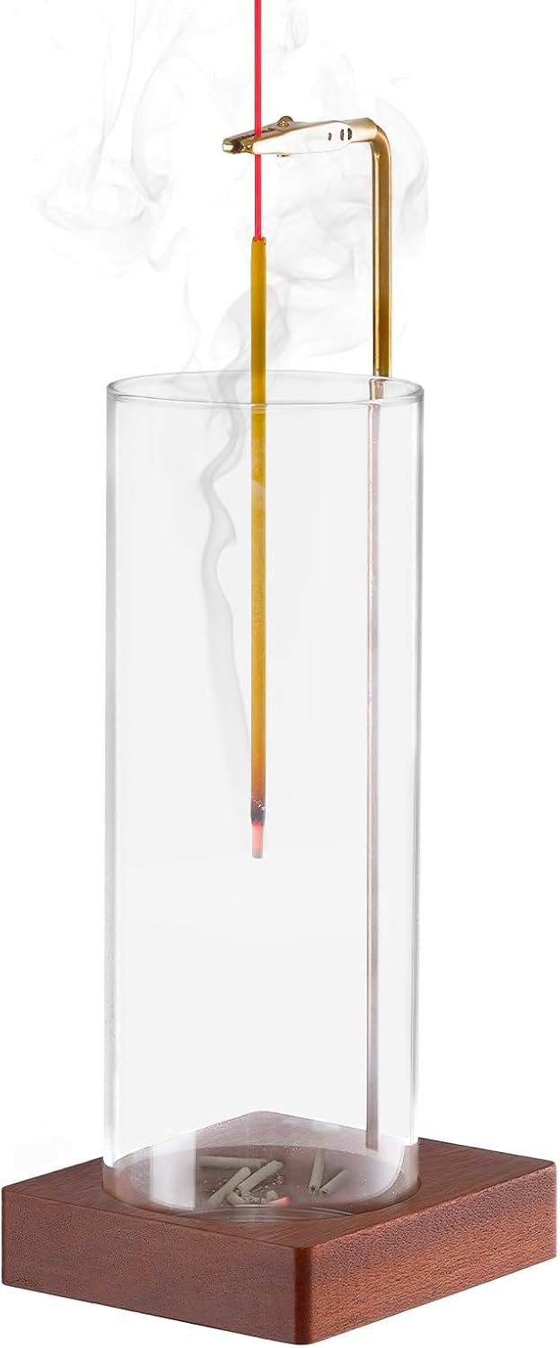 1 Pack Incense Holder for Sticks, Insence-Stick Holder Ash Catcher with Removable Glass [Anti-Ash Flying], Mess-Free Incense Burner Holder, Perfect for Meditation Yoga Relaxation, Home Decor