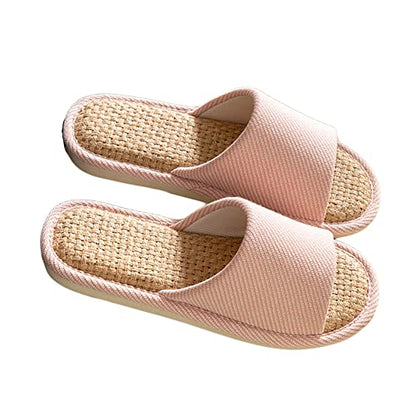 Cloth Slippers - Indoor Outdoor Summer Silent Shoes for Women And Men - Pink - 9-10