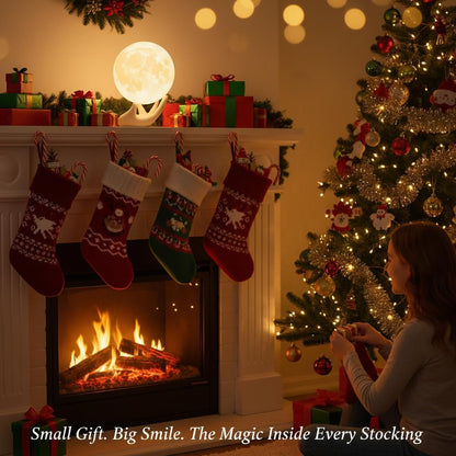 Mydethun Moon Lamp - Home Décor, Mood Lighting with Brightness Control, LED Night Light, Bedroom, Sleep Training Meditation,Birthday Gifts for Kids Women, Ceramic Hand Base, 3.5", White & Yellow