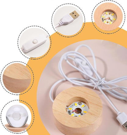 Nnewvante 3D Solar System Crystal Ball Night Light for Kids with Wood Base - LED Galaxy Planet Lamp, Fantasy Decor Gifts for Boys Girls (Saturn)