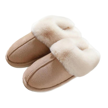 Women's Winter Slippers Plush Fuzzy House Bedroom Slippers, Warm Non-Slip Indoor Outdoor Shoes for Couples