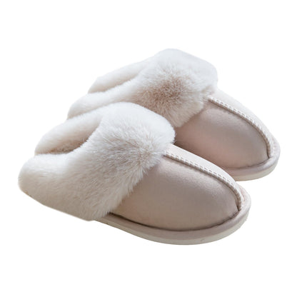 LIWEGHT Fuzzy Memory Foam Slippers for Women Men - Fluffy Winter House Suede With Faux Fur Collar - Indoor Outdoor