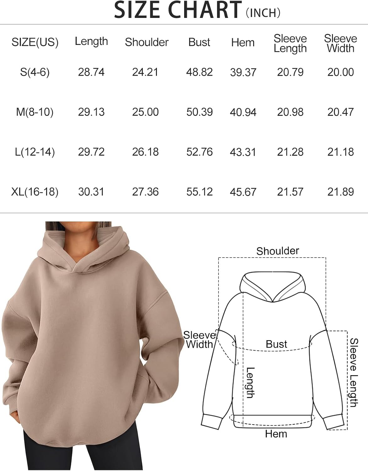 Womens Oversized Hoodies Sweatshirts Fleece Hooded