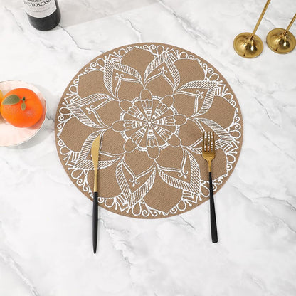 ST010460 Set of 6 Heat Resistant Table Mats, 45*30cm, Washable, Non-Slip PVC, Woven Vinyl Dinner Mats for Dining Table