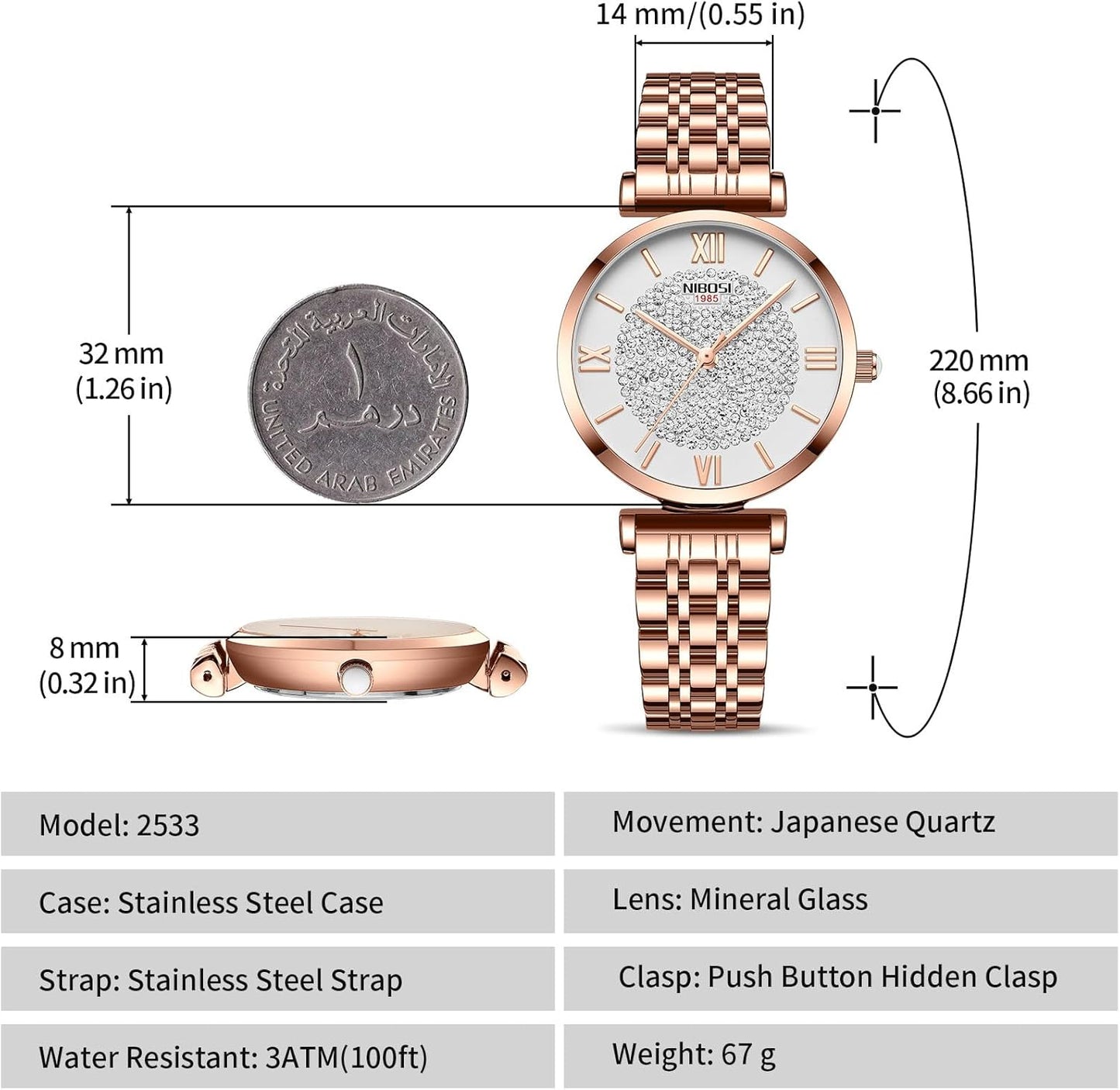 Rose Gold Diamond Women's Watch