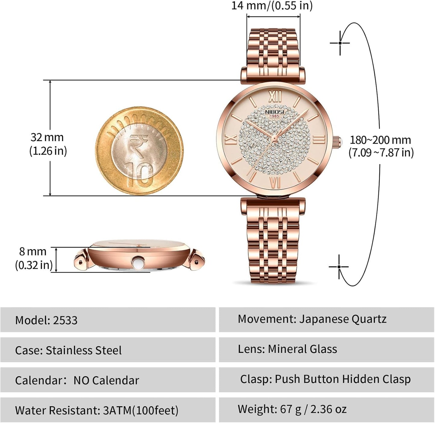 Rose Gold Diamond Women's Watch