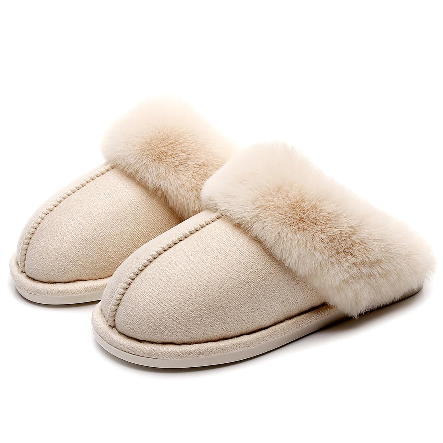 Women's Winter Slippers Plush Fuzzy House Bedroom Slippers, Warm Non-Slip Indoor Outdoor Shoes for Couples