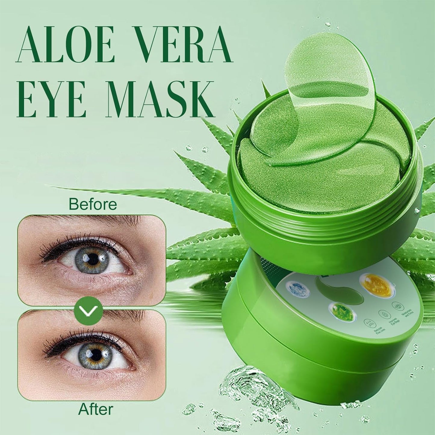 30 Pairs Eye Mask with Collagen - Suitable for eyes, Reduces Fine Lines Improves Eye Bags Moisturizes and Firmsdark circles, Green (60PCS)