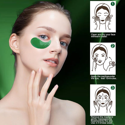 30 Pairs Eye Mask with Collagen - Suitable for eyes, Reduces Fine Lines Improves Eye Bags Moisturizes and Firmsdark circles, Green (60PCS)