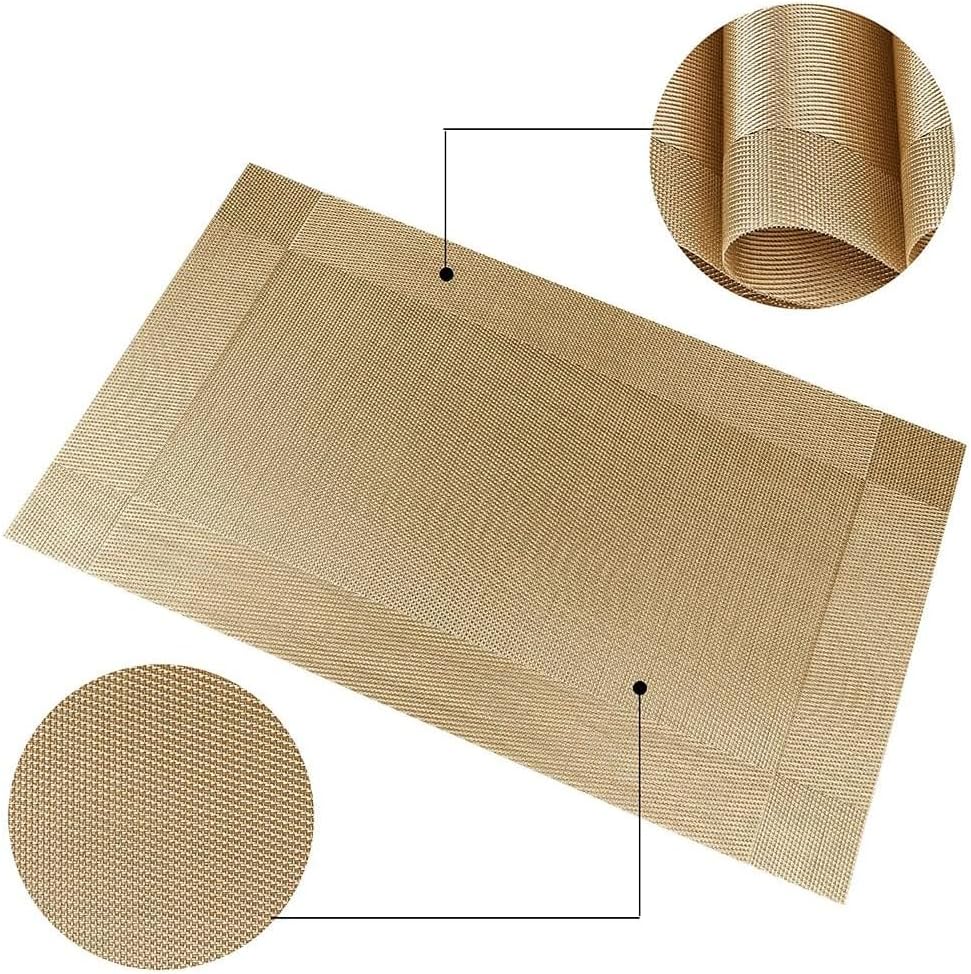 ST010460 Set of 6 Heat Resistant Table Mats, 45*30cm, Washable, Non-Slip PVC, Woven Vinyl Dinner Mats for Dining Table