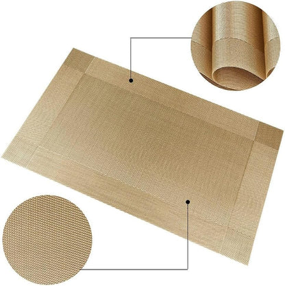 ST010460 Set of 6 Heat Resistant Table Mats, 45*30cm, Washable, Non-Slip PVC, Woven Vinyl Dinner Mats for Dining Table