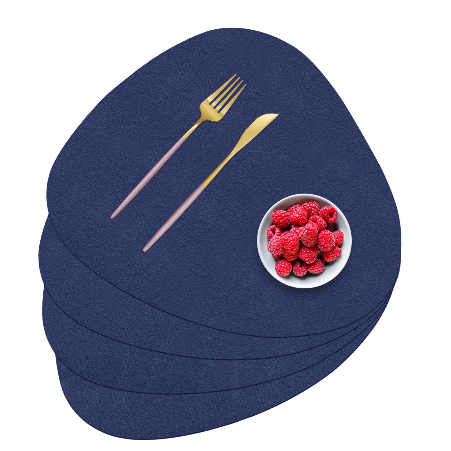 Faux Leather Placemats Set of 4, Durable and Easy to Clean Faux Leather Placemats Ideal for Kitchen, Dining Room, Patio - Heat Resistant and Wipeable Dining Table Mats White 4pcs