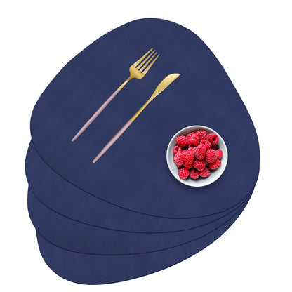 Faux Leather Placemats Set of 4, Durable and Easy to Clean Faux Leather Placemats Ideal for Kitchen, Dining Room, Patio - Heat Resistant and Wipeable Dining Table Mats White 4pcs