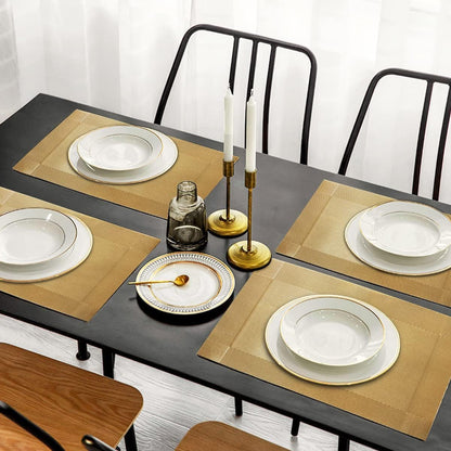 ST010460 Set of 6 Heat Resistant Table Mats, 45*30cm, Washable, Non-Slip PVC, Woven Vinyl Dinner Mats for Dining Table