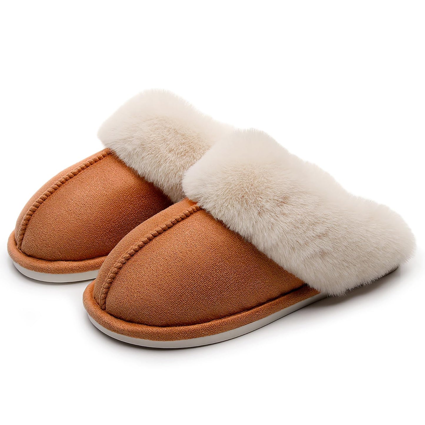 Women's Winter Slippers Plush Fuzzy House Bedroom Slippers, Warm Non-Slip Indoor Outdoor Shoes for Couples
