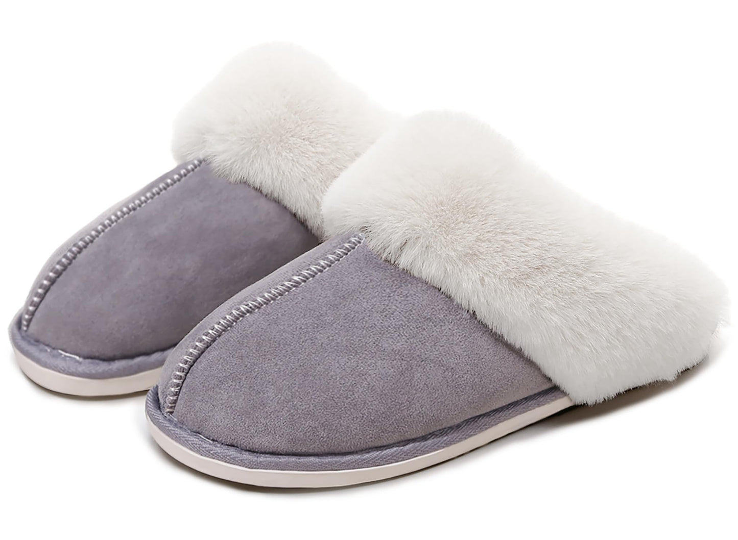 Women's Winter Slippers Plush Fuzzy House Bedroom Slippers, Warm Non-Slip Indoor Outdoor Shoes for Couples