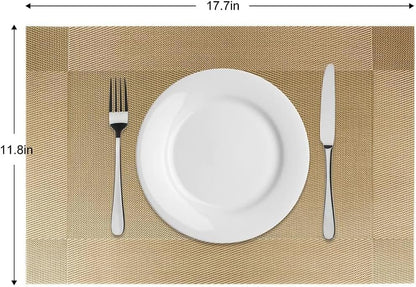 ST010460 Set of 6 Heat Resistant Table Mats, 45*30cm, Washable, Non-Slip PVC, Woven Vinyl Dinner Mats for Dining Table