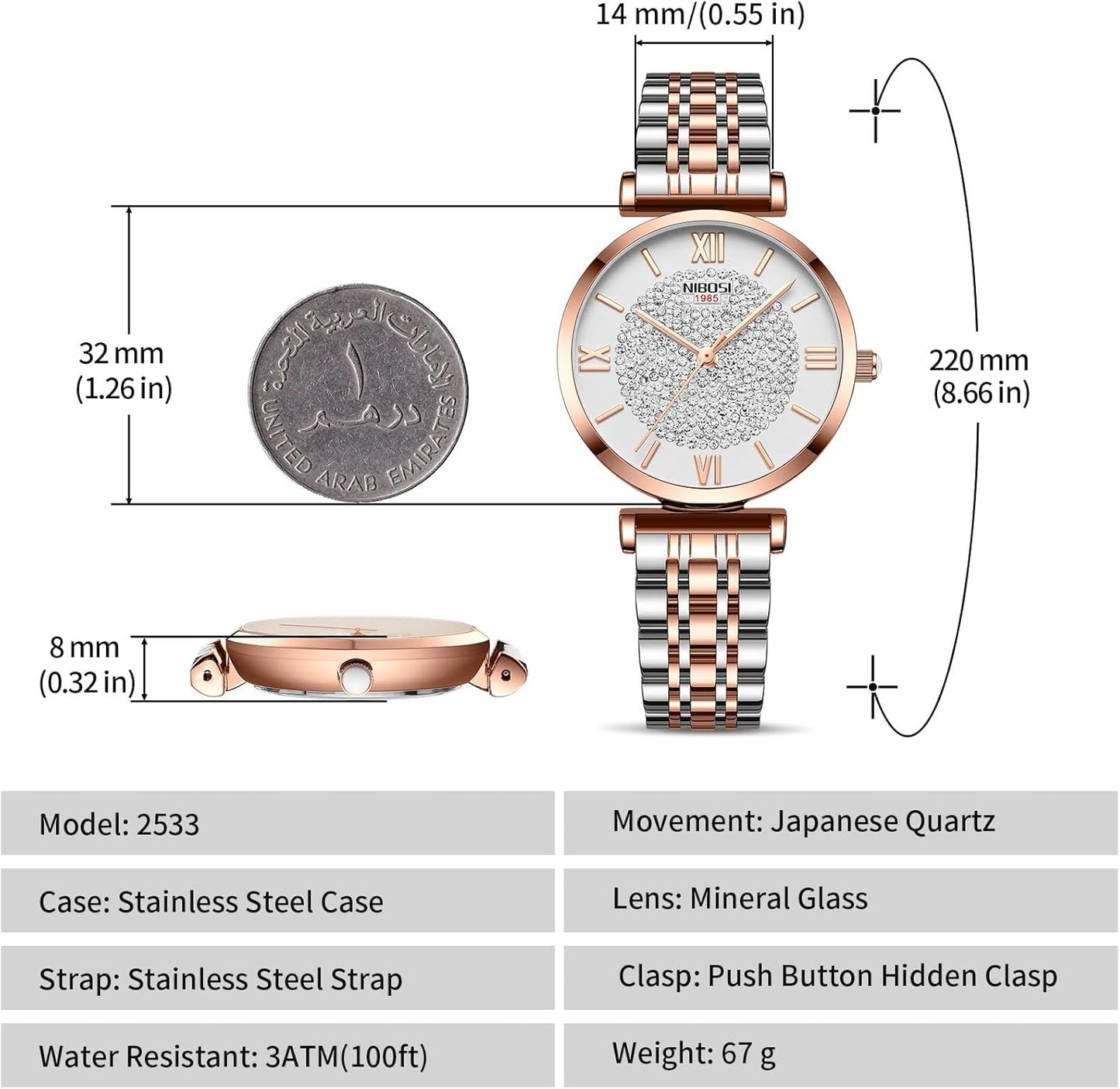 Rose Gold Diamond Women's Watch