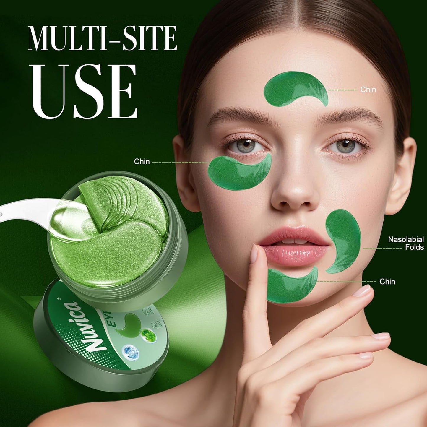 30 Pairs Eye Mask with Collagen - Suitable for eyes, Reduces Fine Lines Improves Eye Bags Moisturizes and Firmsdark circles, Green (60PCS)