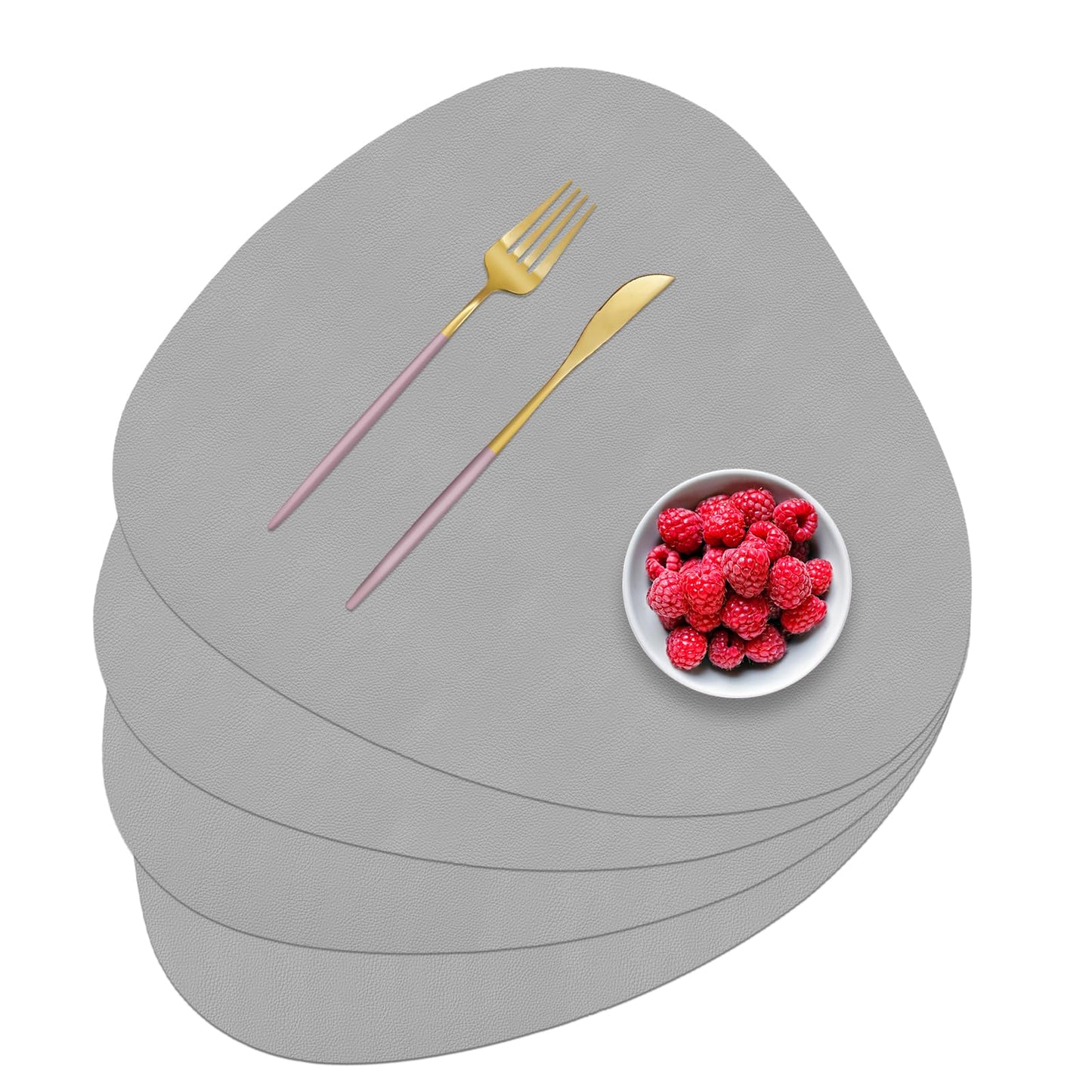 Faux Leather Placemats Set of 4, Durable and Easy to Clean Faux Leather Placemats Ideal for Kitchen, Dining Room, Patio - Heat Resistant and Wipeable Dining Table Mats White 4pcs