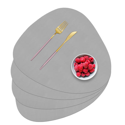 Faux Leather Placemats Set of 4, Durable and Easy to Clean Faux Leather Placemats Ideal for Kitchen, Dining Room, Patio - Heat Resistant and Wipeable Dining Table Mats White 4pcs