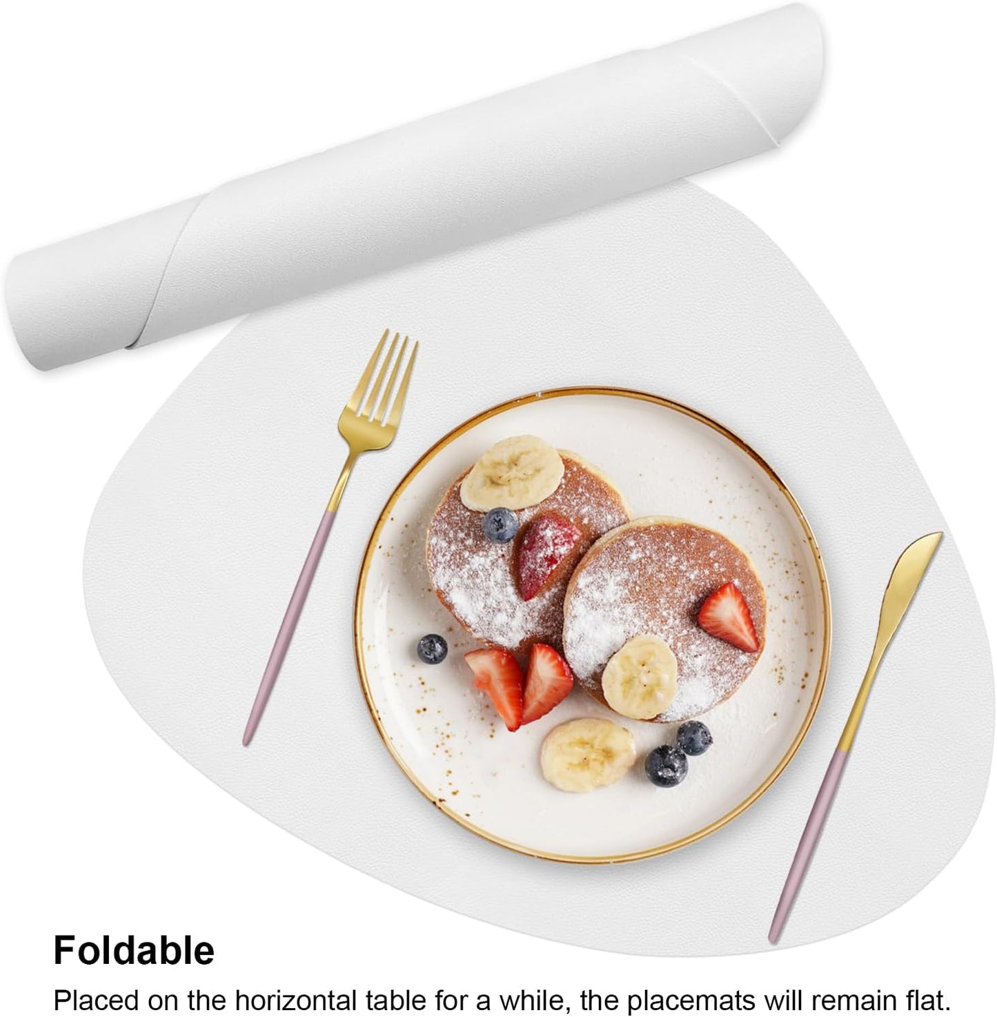 Faux Leather Placemats Set of 4, Durable and Easy to Clean Faux Leather Placemats Ideal for Kitchen, Dining Room, Patio - Heat Resistant and Wipeable Dining Table Mats White 4pcs