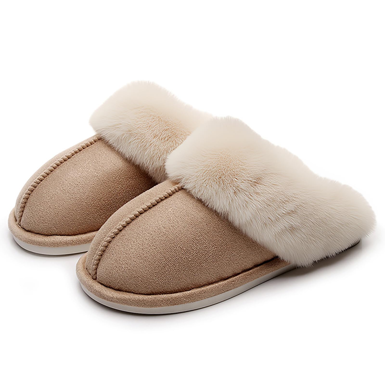 Women's Winter Slippers Plush Fuzzy House Bedroom Slippers, Warm Non-Slip Indoor Outdoor Shoes for Couples