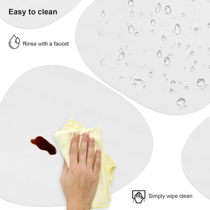 Faux Leather Placemats Set of 4, Durable and Easy to Clean Faux Leather Placemats Ideal for Kitchen, Dining Room, Patio - Heat Resistant and Wipeable Dining Table Mats White 4pcs