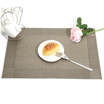ST010460 Set of 6 Heat Resistant Table Mats, 45*30cm, Washable, Non-Slip PVC, Woven Vinyl Dinner Mats for Dining Table