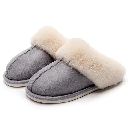 Women's Winter Slippers Plush Fuzzy House Bedroom Slippers, Warm Non-Slip Indoor Outdoor Shoes for Couples