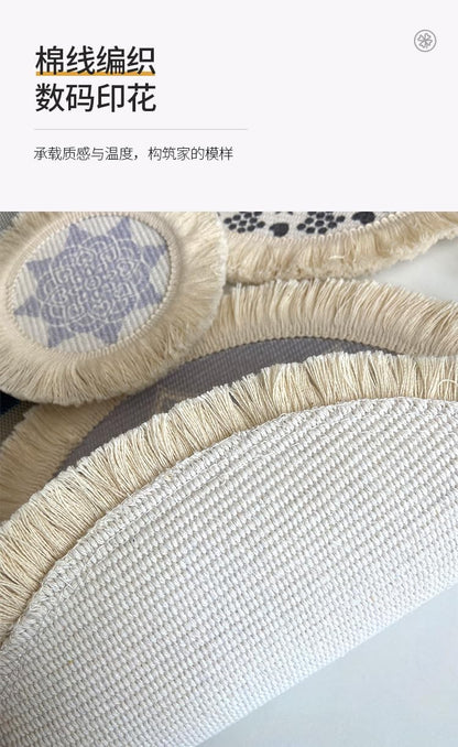 Set of 6 Boho Round Placemats, 13 Inch Mandala Woven Table Mats for Dining Table with Tassels - Heat Resistant & Machine Washable Cotton Decor for Farmhouse, Kitchen, Wedding, Party