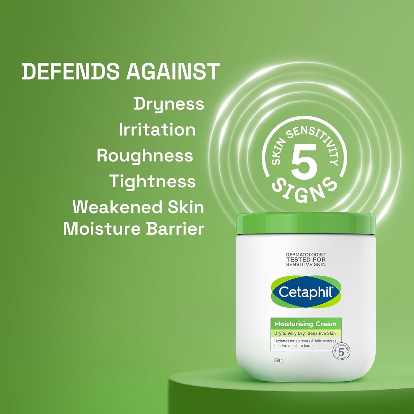 Face & Body Moisturising Cream for Men & Women, Dry to Very Dry Sensitive Skin, Non-Comedogenic, With Niacinamide & Vitamin B5, Unscented, 453g