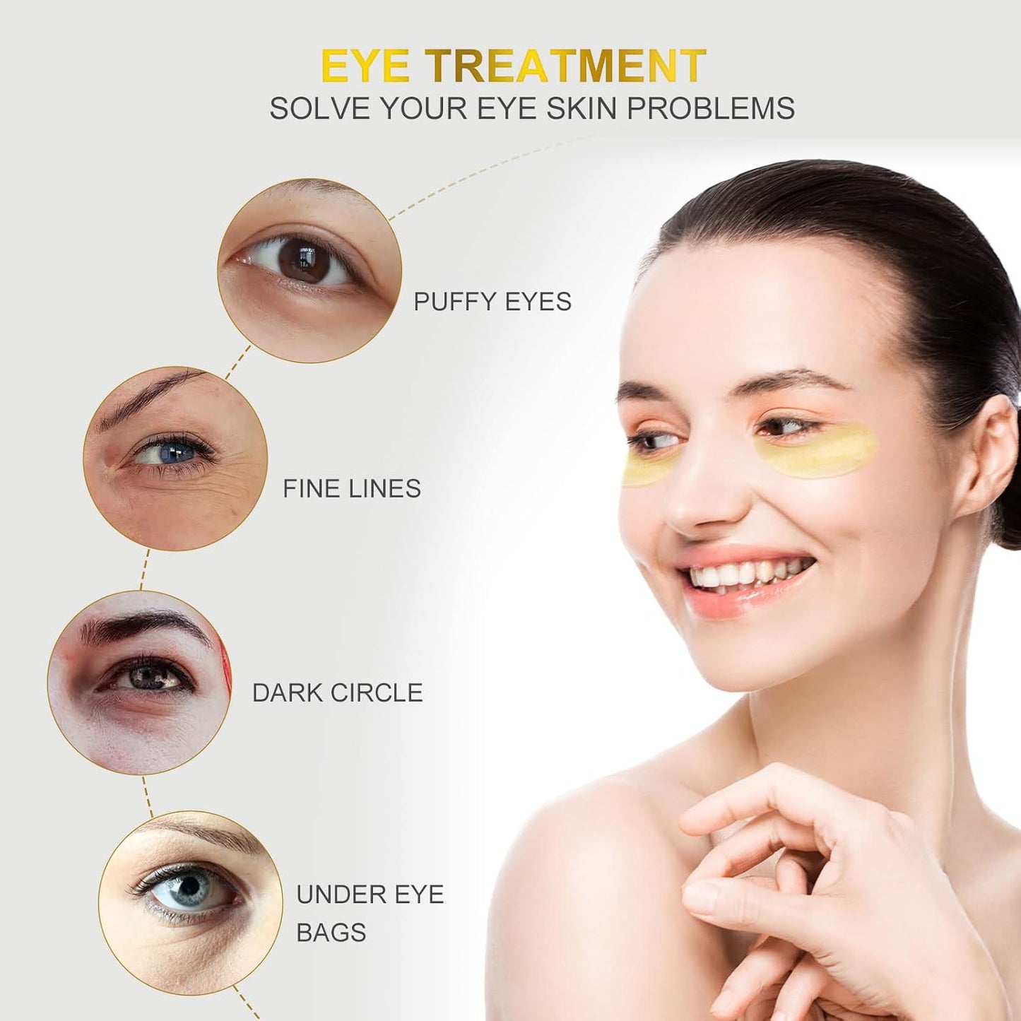 لصقات ذهبية عيار 24 قيراطًا لمنطقة تحت العين - 60 قطعة