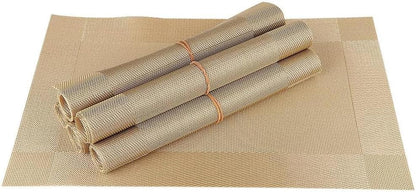ST010460 Set of 6 Heat Resistant Table Mats, 45*30cm, Washable, Non-Slip PVC, Woven Vinyl Dinner Mats for Dining Table