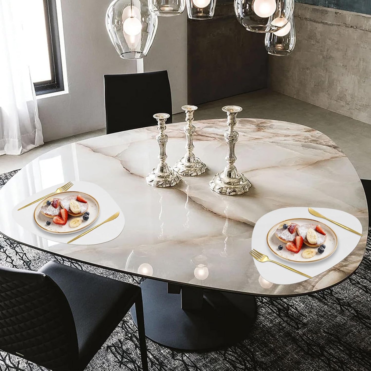 Faux Leather Placemats Set of 4, Durable and Easy to Clean Faux Leather Placemats Ideal for Kitchen, Dining Room, Patio - Heat Resistant and Wipeable Dining Table Mats White 4pcs