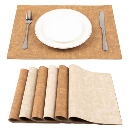 SUEH DESIGN Leather Placemats Set of 6 Reversible Table Mats Heat Resistant Waterproof Place Mats for Dining Table Kitchen Parties