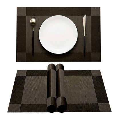 Elegant Placemats for Dining Table Set of 6, Heat Resistant Placemats, Washable Vinyl Woven Table Mats (22-04-6p)