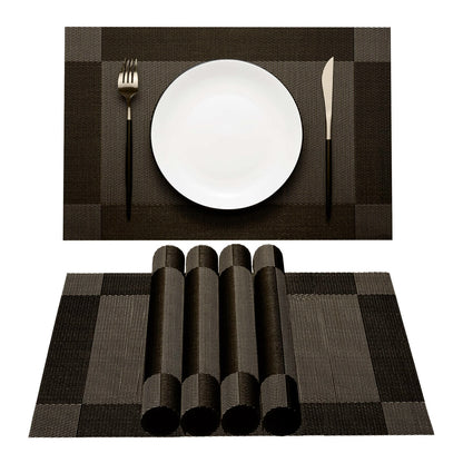 Elegant Placemats for Dining Table Set of 6, Heat Resistant Placemats, Washable Vinyl Woven Table Mats (22-04-6p)