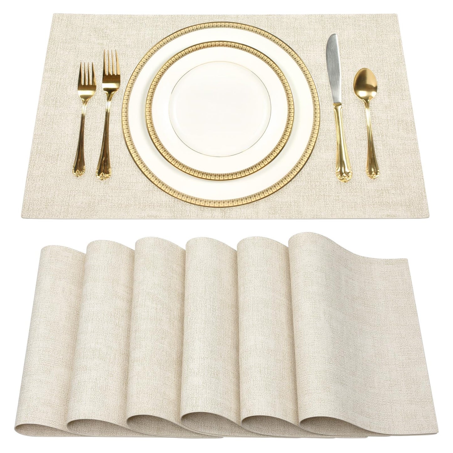 SUEH DESIGN Leather Placemats Set of 6 Reversible Table Mats Heat Resistant Waterproof Place Mats for Dining Table Kitchen Parties