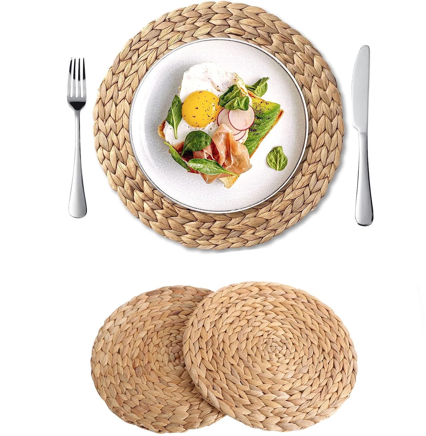 ST010460 Set of 6 Heat Resistant Table Mats, 45*30cm, Washable, Non-Slip PVC, Woven Vinyl Dinner Mats for Dining Table