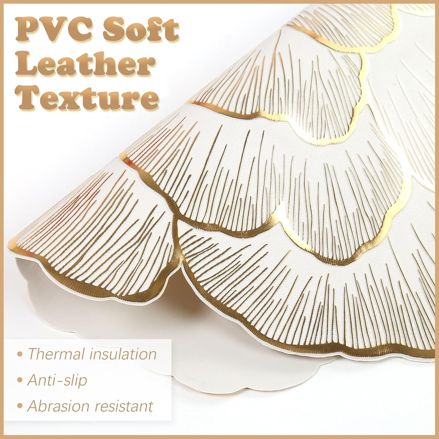 Gold Placemats Set of 8, Rose Round, 15 Inch Non-Slip Wipeable Table Mats for Dining Table, Wedding, Party Decorations