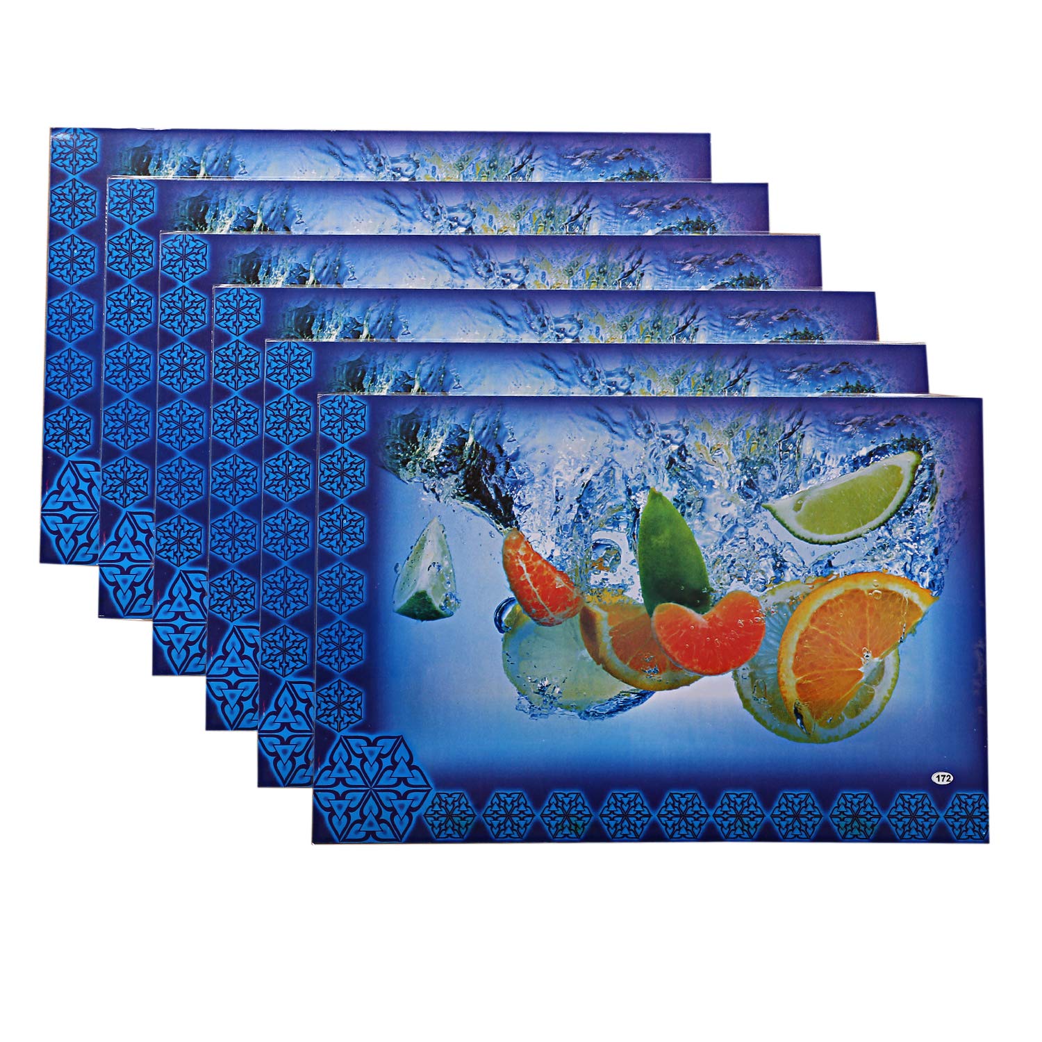 Kuber Industries Floral Design Virgin Viny Soft Fabric 6 Pieces Dining Table Round Placemat Set, Gold - CTKTC045907(Microfibre)