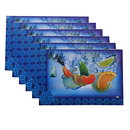 Kuber Industries Floral Design Virgin Viny Soft Fabric 6 Pieces Dining Table Round Placemat Set, Gold - CTKTC045907(Microfibre)