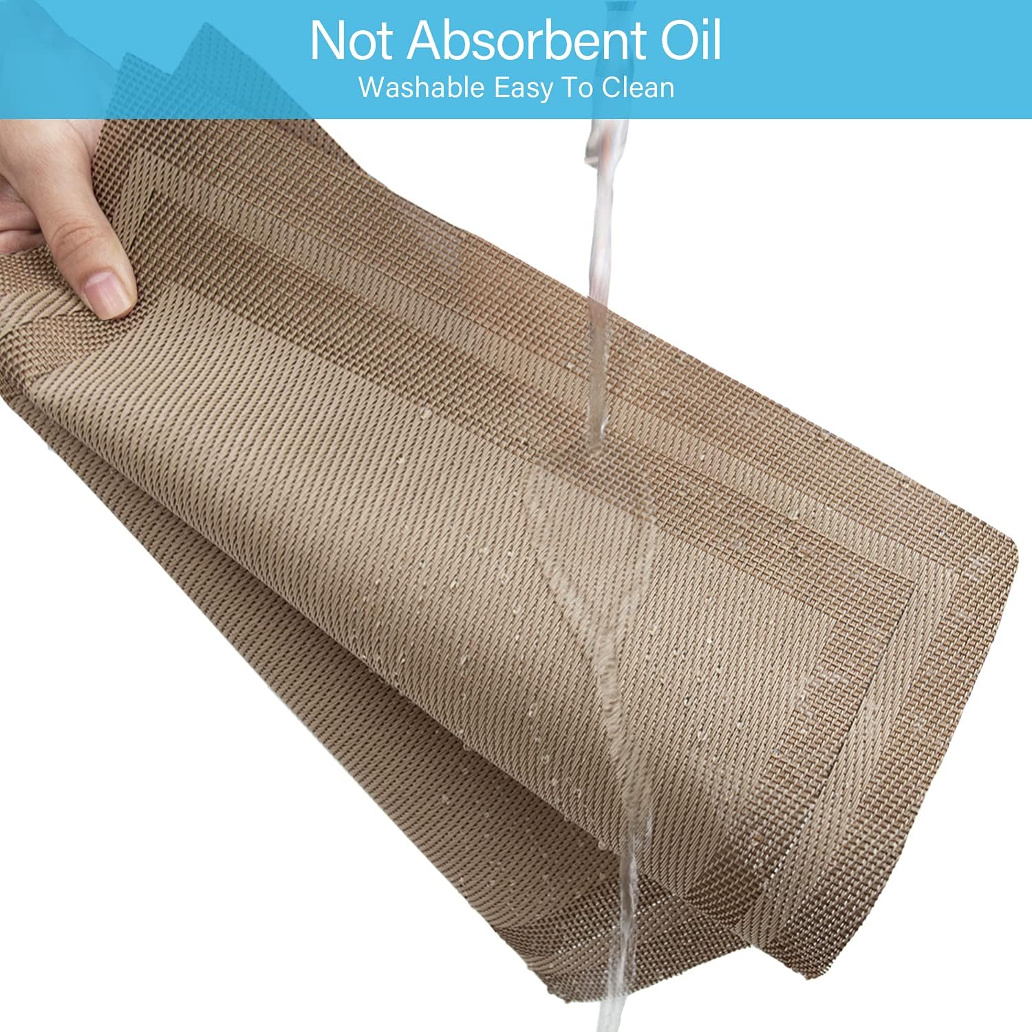 Set of 8 Placemats, Non-Slip Crossweave Woven Vinyl Insulation Placemat Washable Table Mats 45x30cm (Champagne)