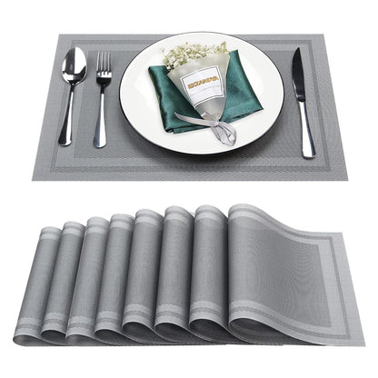 ST010460 Set of 6 Heat Resistant Table Mats, 45*30cm, Washable, Non-Slip PVC, Woven Vinyl Dinner Mats for Dining Table