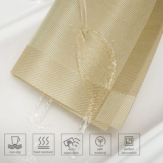 Elegant Placemats for Dining Table Set of 6, Heat Resistant Placemats, Washable Vinyl Woven Table Mats (22-04-6p)